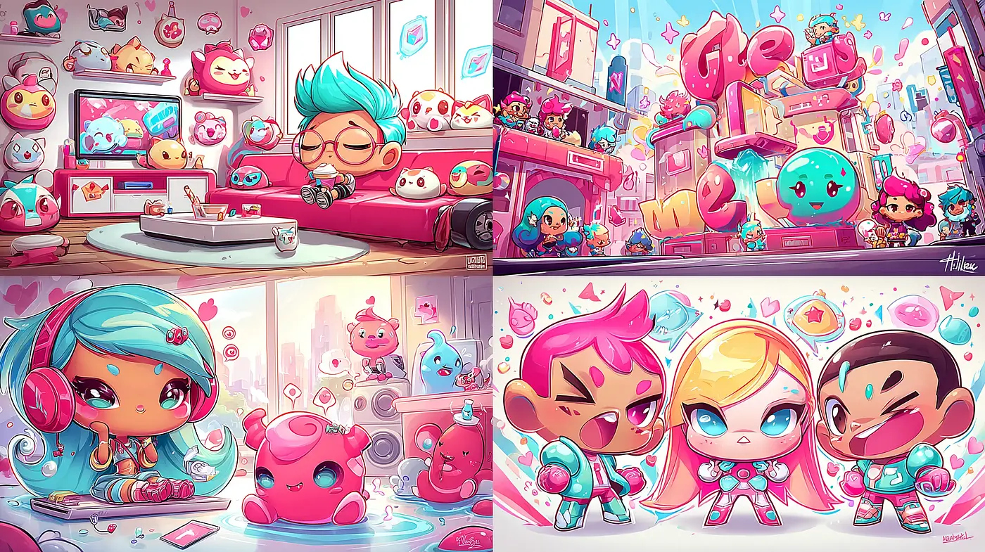 Vibrant and Playful Cartoon Aesthetic with a Whimsical Touch - Midjourney sref style