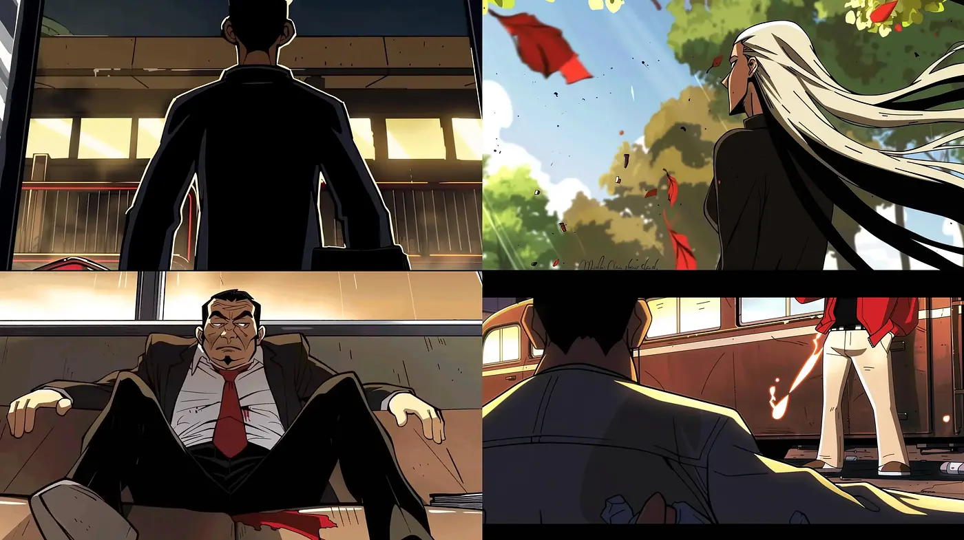 Dynamic Anime-esque Vivid Storyboard Illustrations - Midjourney sref style
