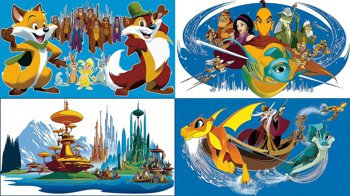 Vibrant and Playful Animated Aesthetic with Strong Fantasy Elements - Midjourney sref style