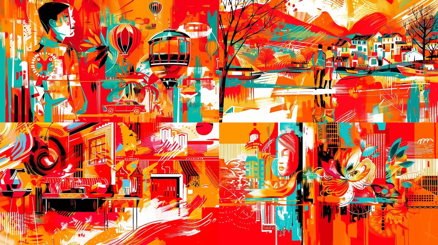 Bold and Vibrant Illustrations with a Dynamic Artistic Flair - Midjourney sref style