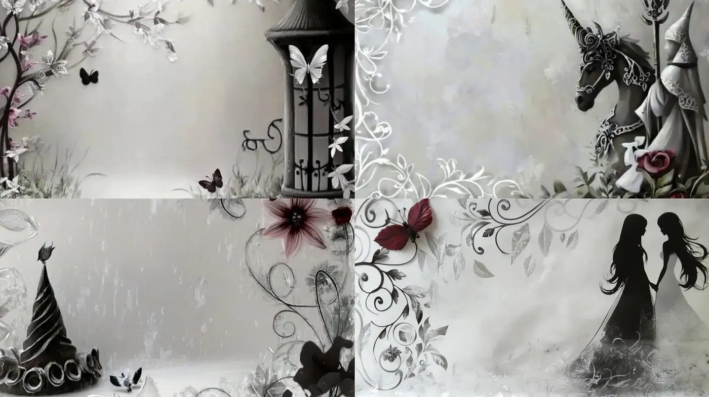 Monochromatic Whimsy: Ethereal Fantasy in Grayscale - Midjourney sref style