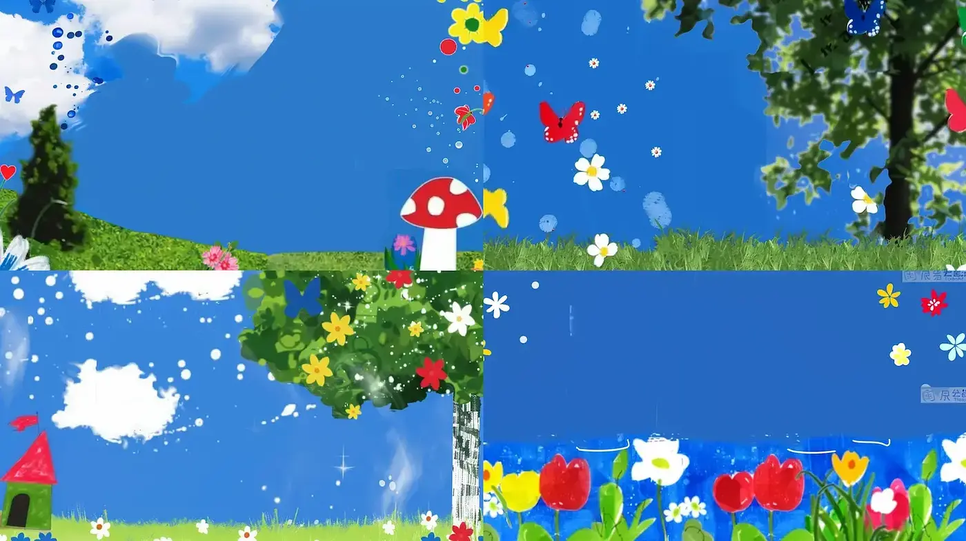 Whimsical and Vibrant Nature Scenes with Playful Colorful Elements - Midjourney sref style