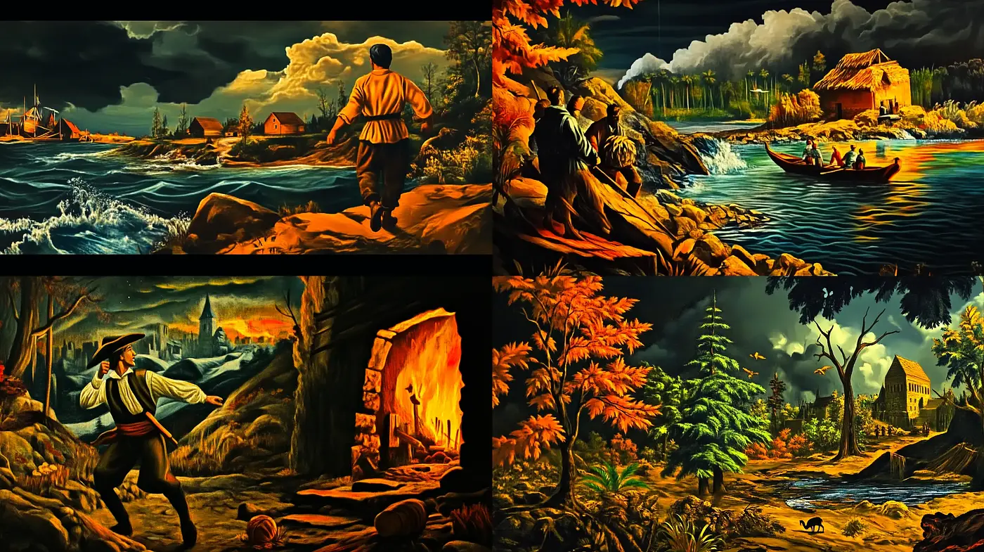 Evocative Nocturnal Scenes with Ambient Luminosity and Dynamic Textures - Midjourney sref style