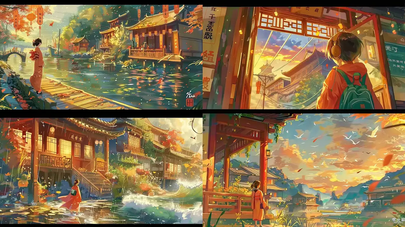 Serene and Vibrant Landscapes with a Touch of Whimsy - Midjourney sref style