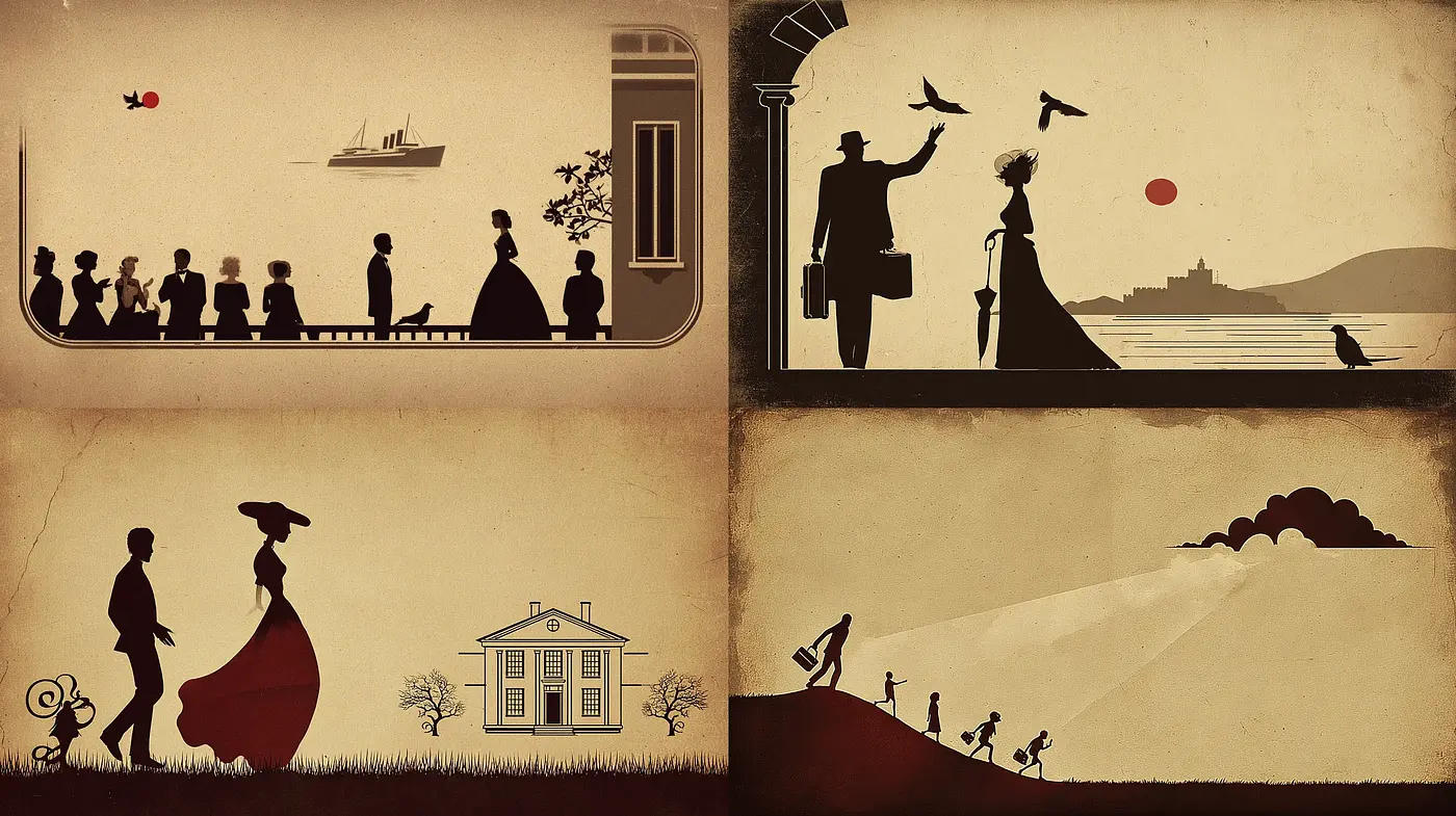 Vintage Silhouette Art with a Touch of Nostalgia and Elegance - Midjourney sref style