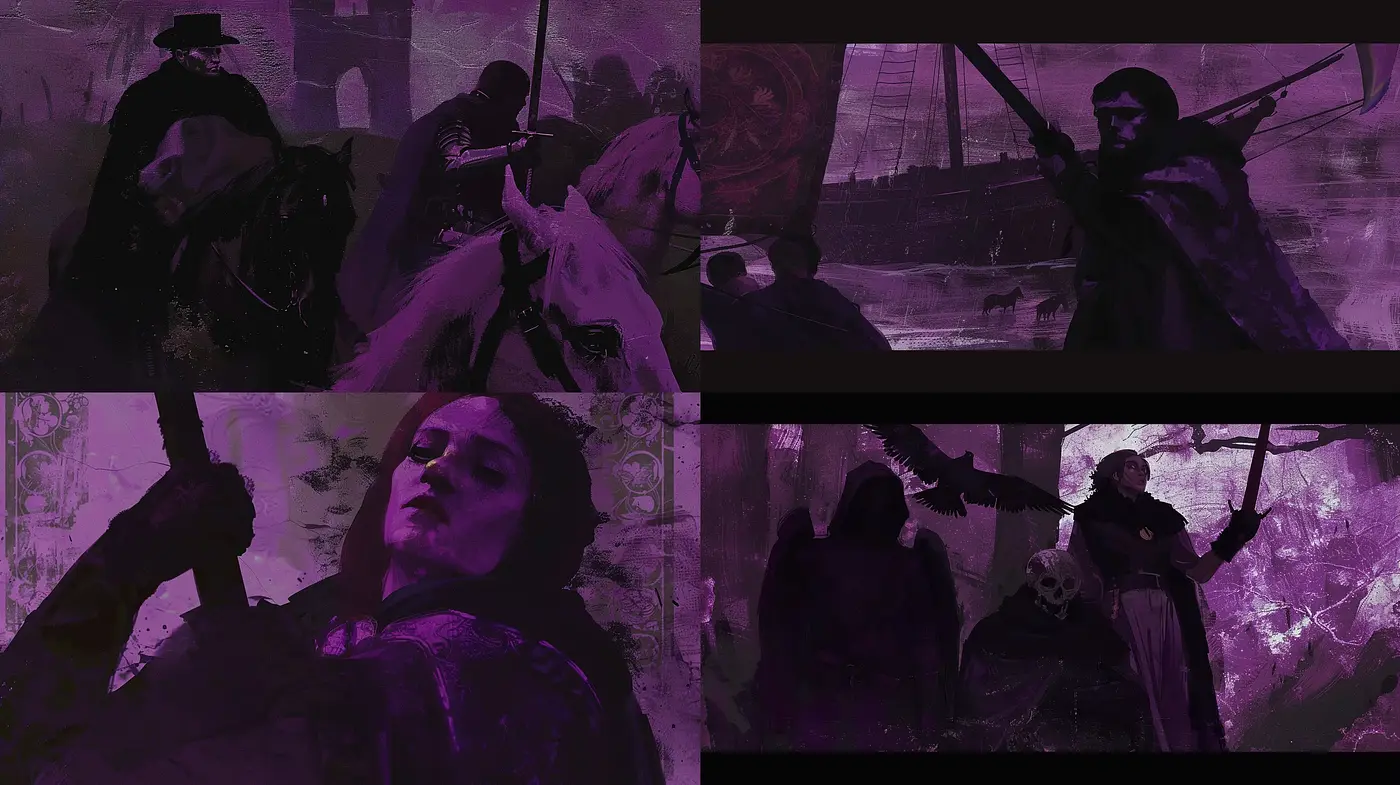 Gothic Noir Fusion with a Surrealist Twist - Midjourney sref style