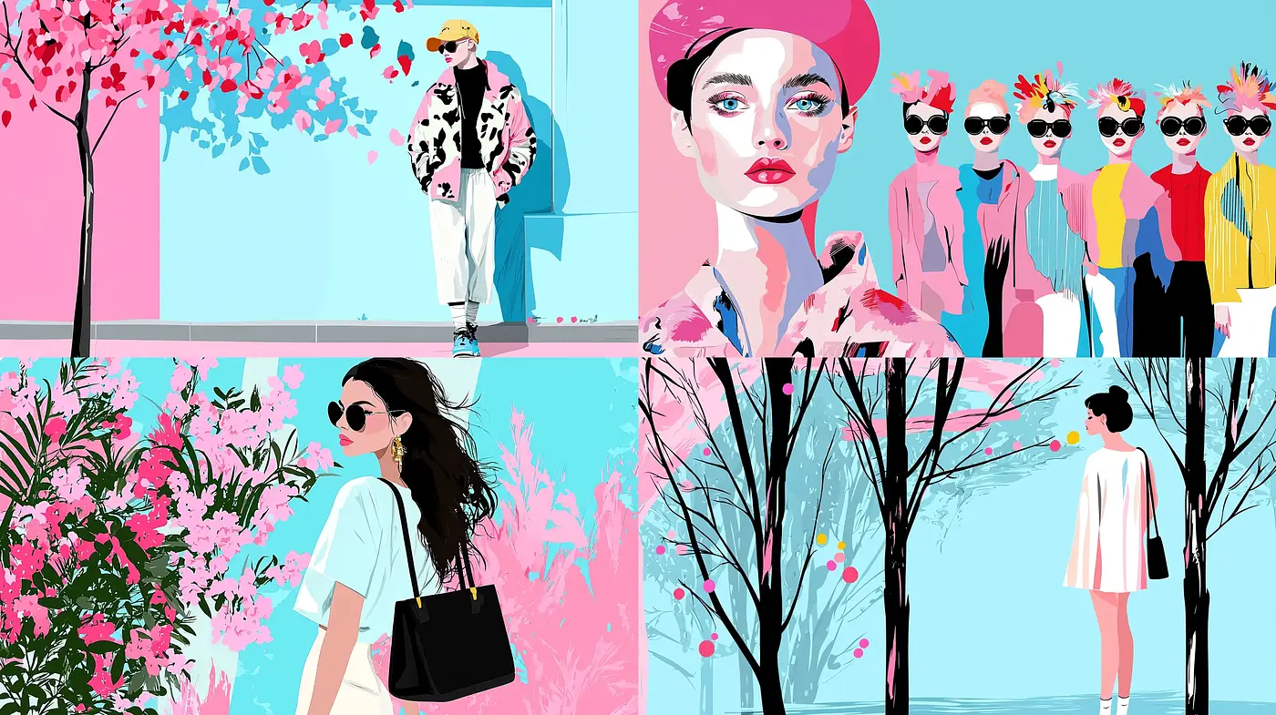 Springtime Serenade in Vivid Pastels: A Modern Pop Art Exploration - Midjourney sref style