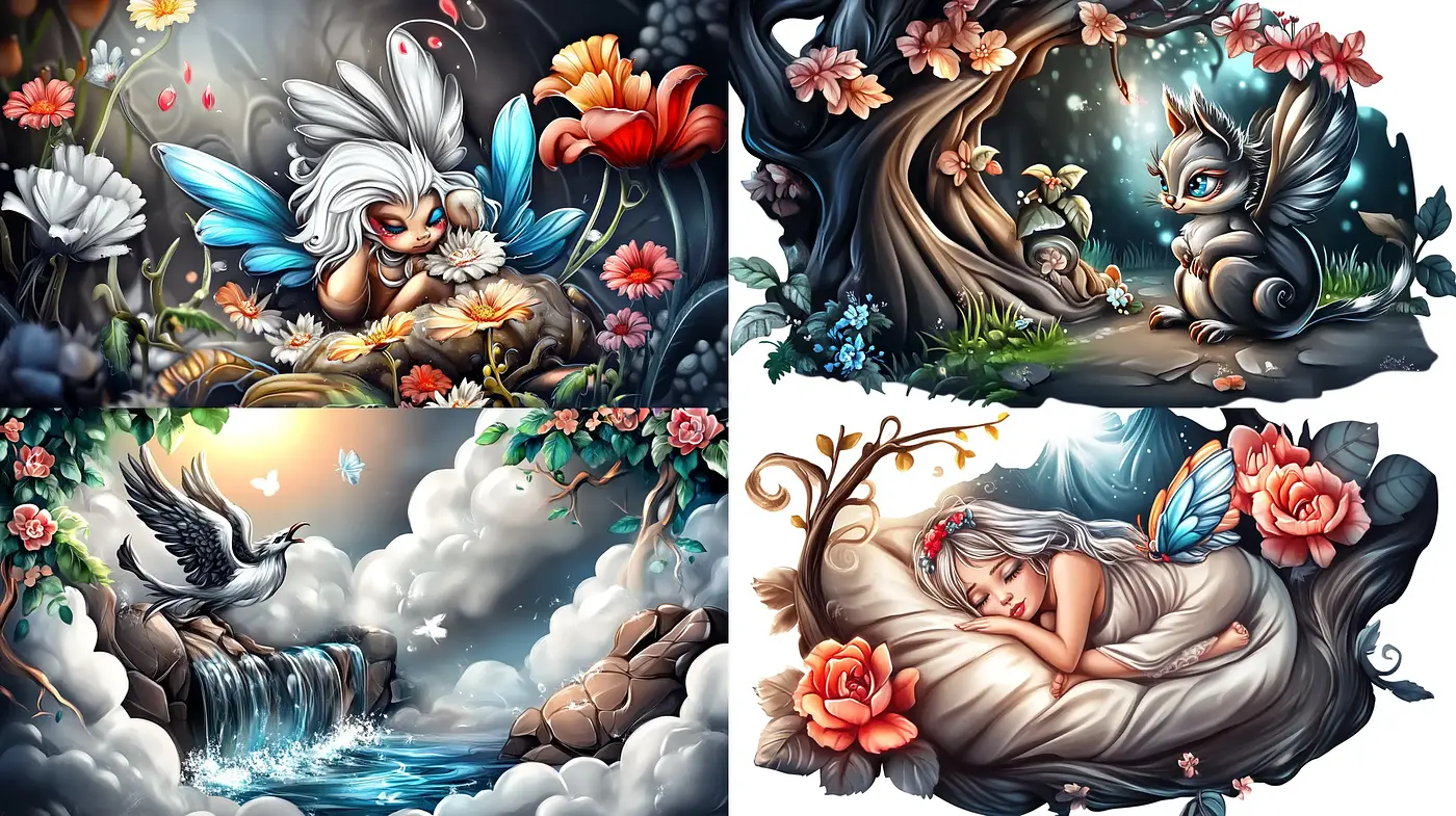 Enchanted Illustrative Dreamscape Fusion - Midjourney sref style