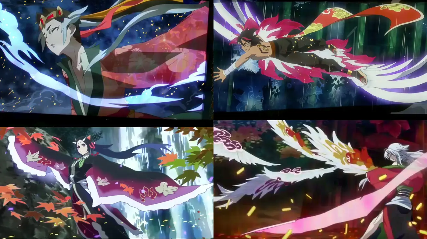 Ethereal Anime Elegance: A Harmonious Symphony of Vivid Hues and Dynamic Motion - Midjourney sref style