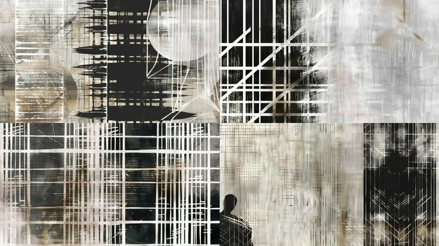 Monochromatic Elegance in an Abstract Industrial Symphony - Midjourney sref style