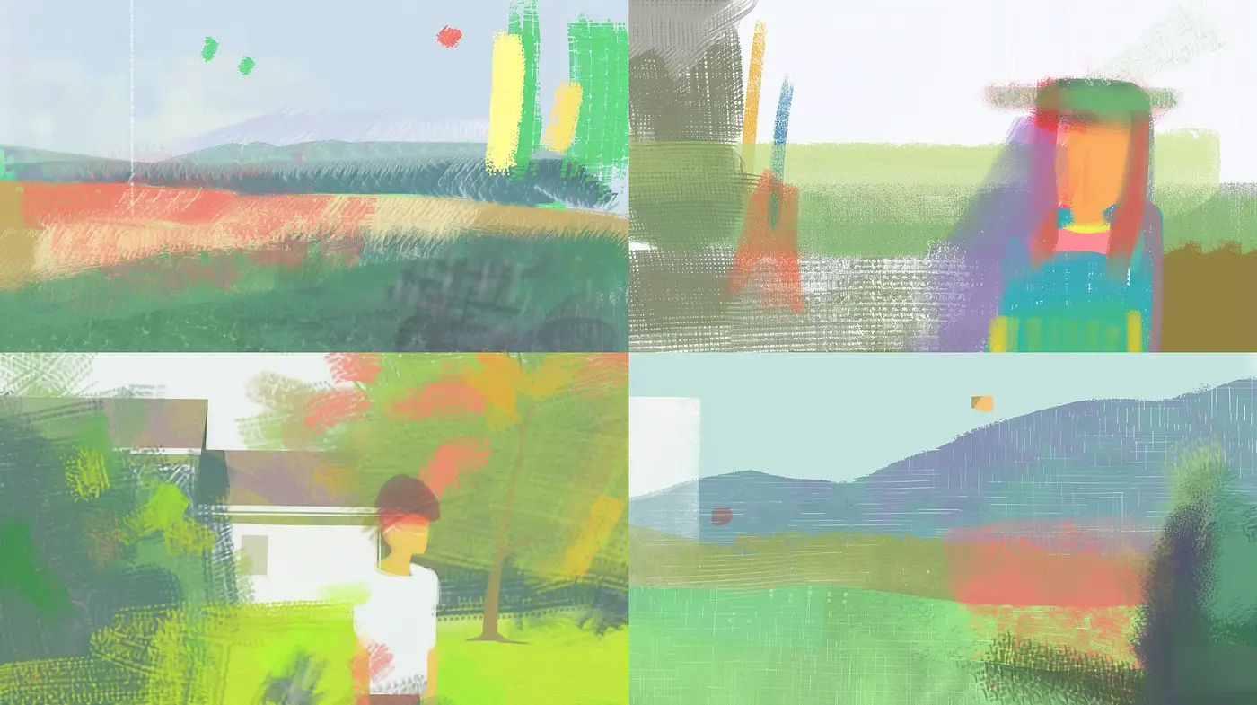 Impressionistic Digital Brushwork Ensemble - Midjourney sref style