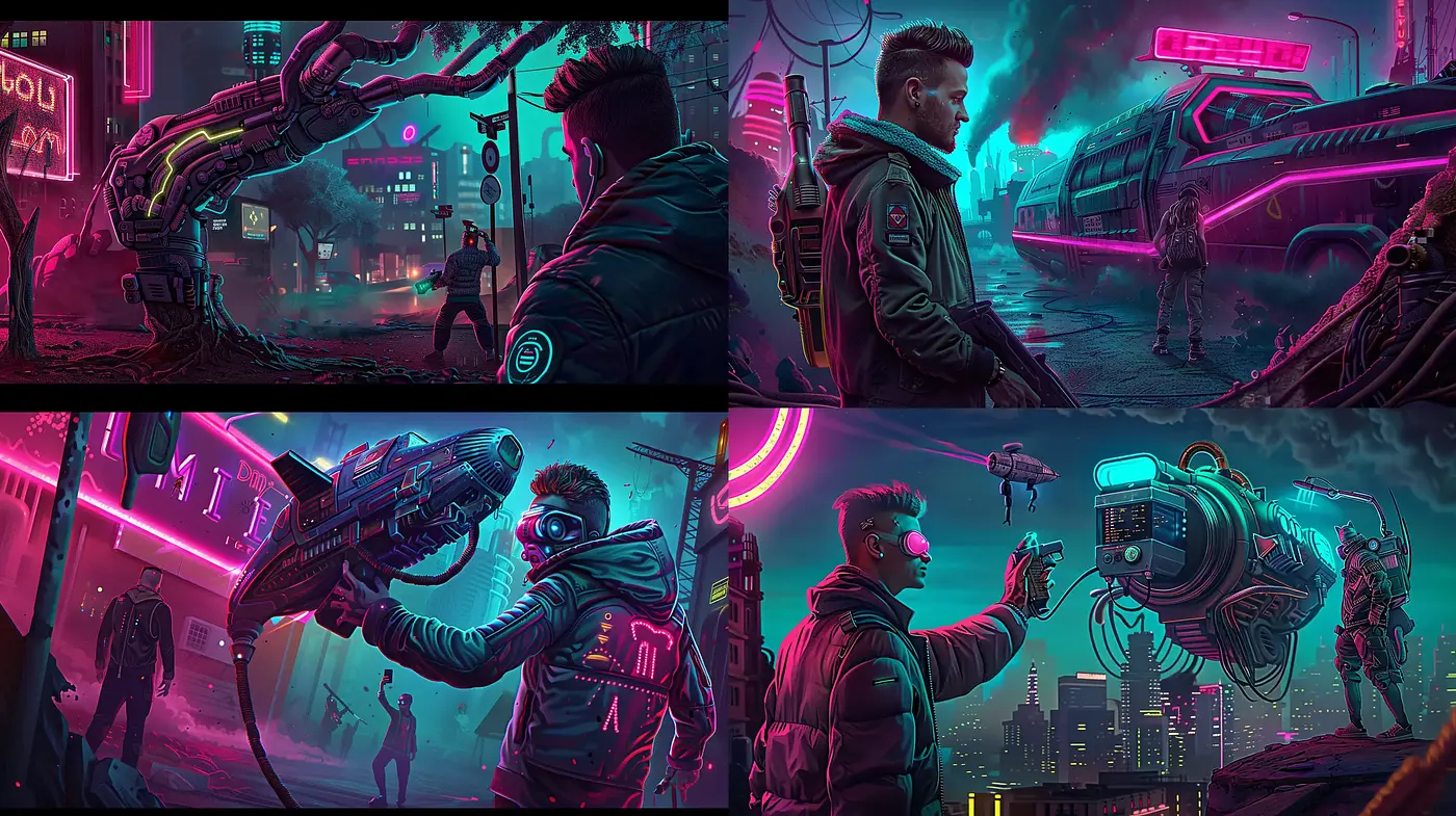 Neon-Noir Cyberpunk Dreamscape - Midjourney sref style