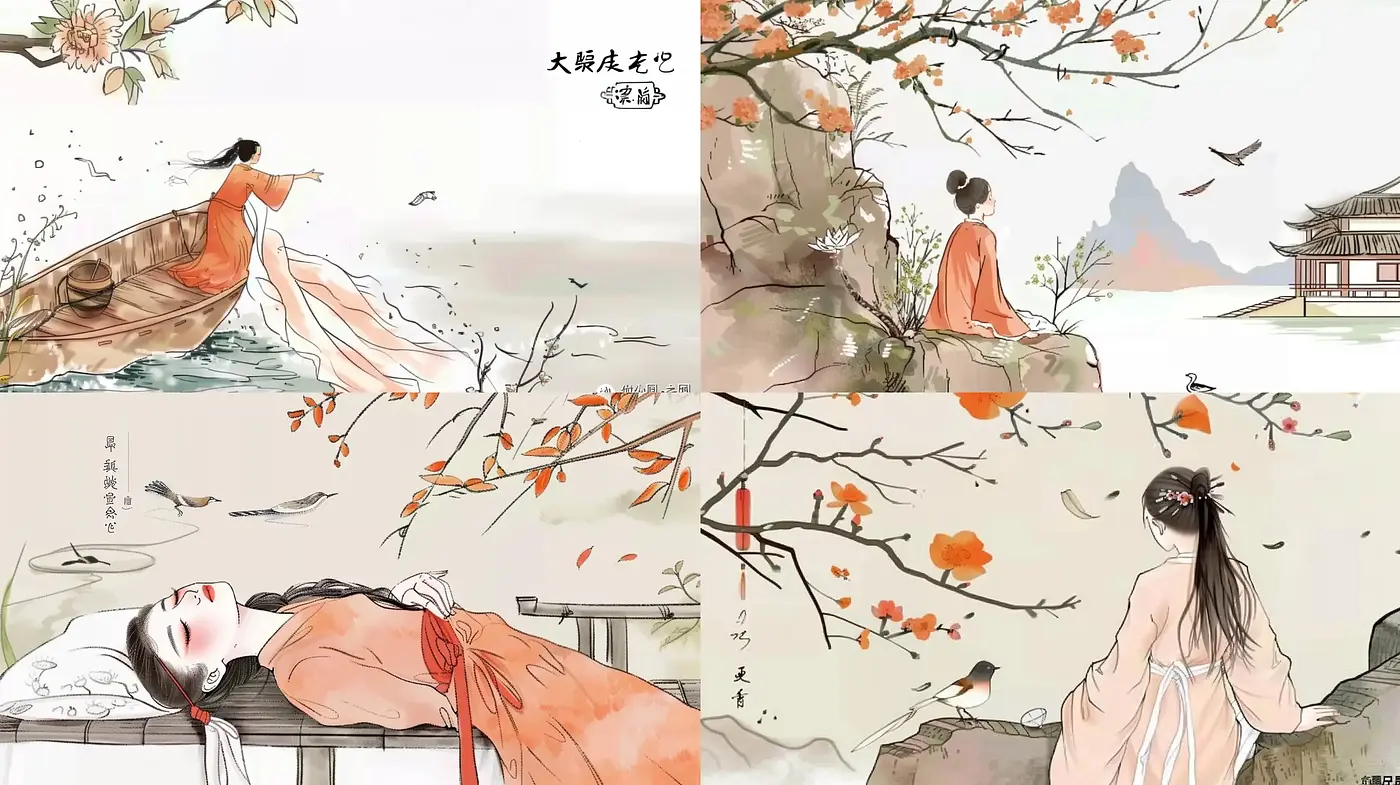 Ethereal Elegance of East Asian Brushwork - Midjourney sref style