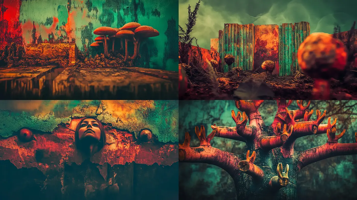 Surreal Dreamscape Renderings with Intense Textures and Ethereal Overtones - Midjourney sref style