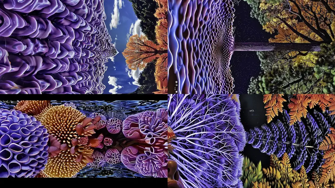 Vibrant Organic Formations with Surreal Textures and Colors - Midjourney sref style