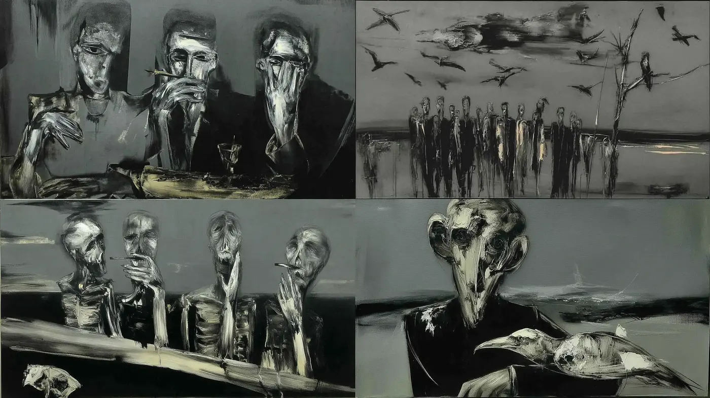 Dark and Haunting Expressionism with a Touch of Surrealism - Midjourney sref style