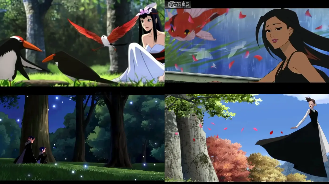 Enchanting Animated Elegance with a Whimsical Nature Palette - Midjourney sref style