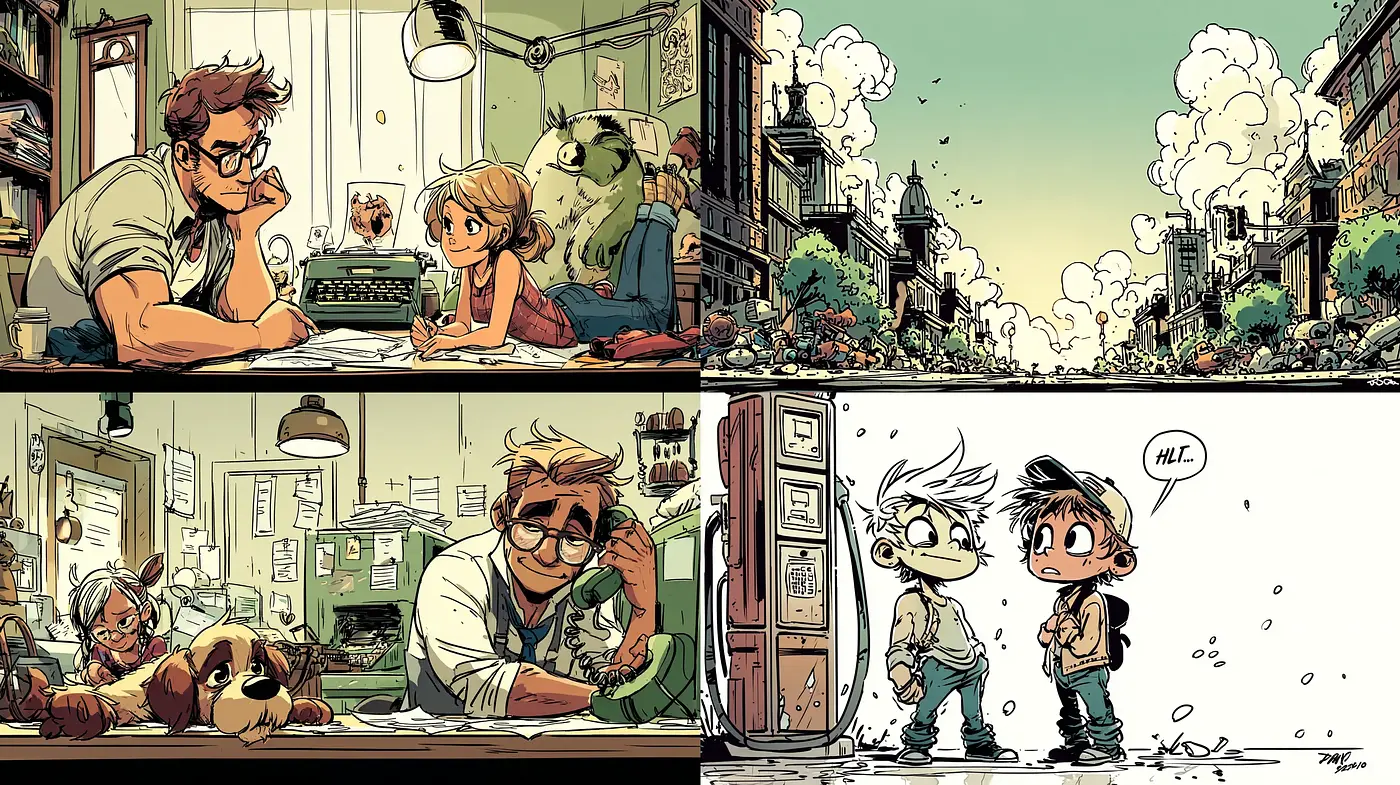 Charming Comic-Style Illustrations with a Whimsical Atmosphere - Midjourney sref style