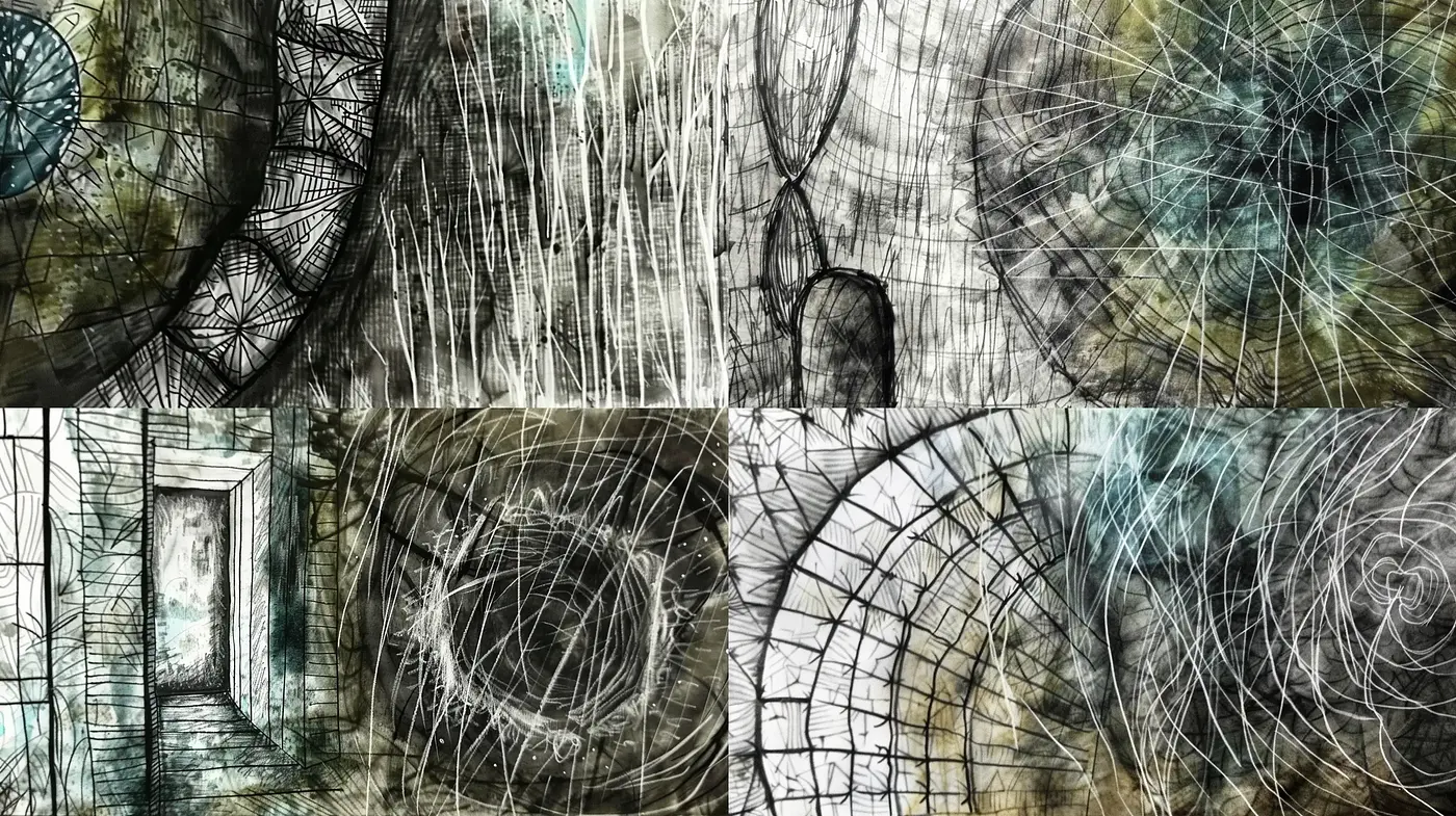 Hauntingly Monochromatic Dreamscape with Ethereal Overtones and Abstract Elements - Midjourney sref style