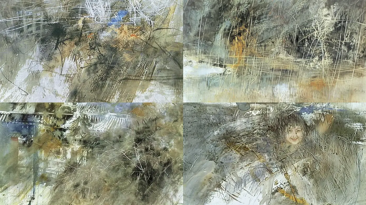 Ethereal Brushstrokes in Autumn Hues: A Tribute to Abstract Expressionism - Midjourney sref style