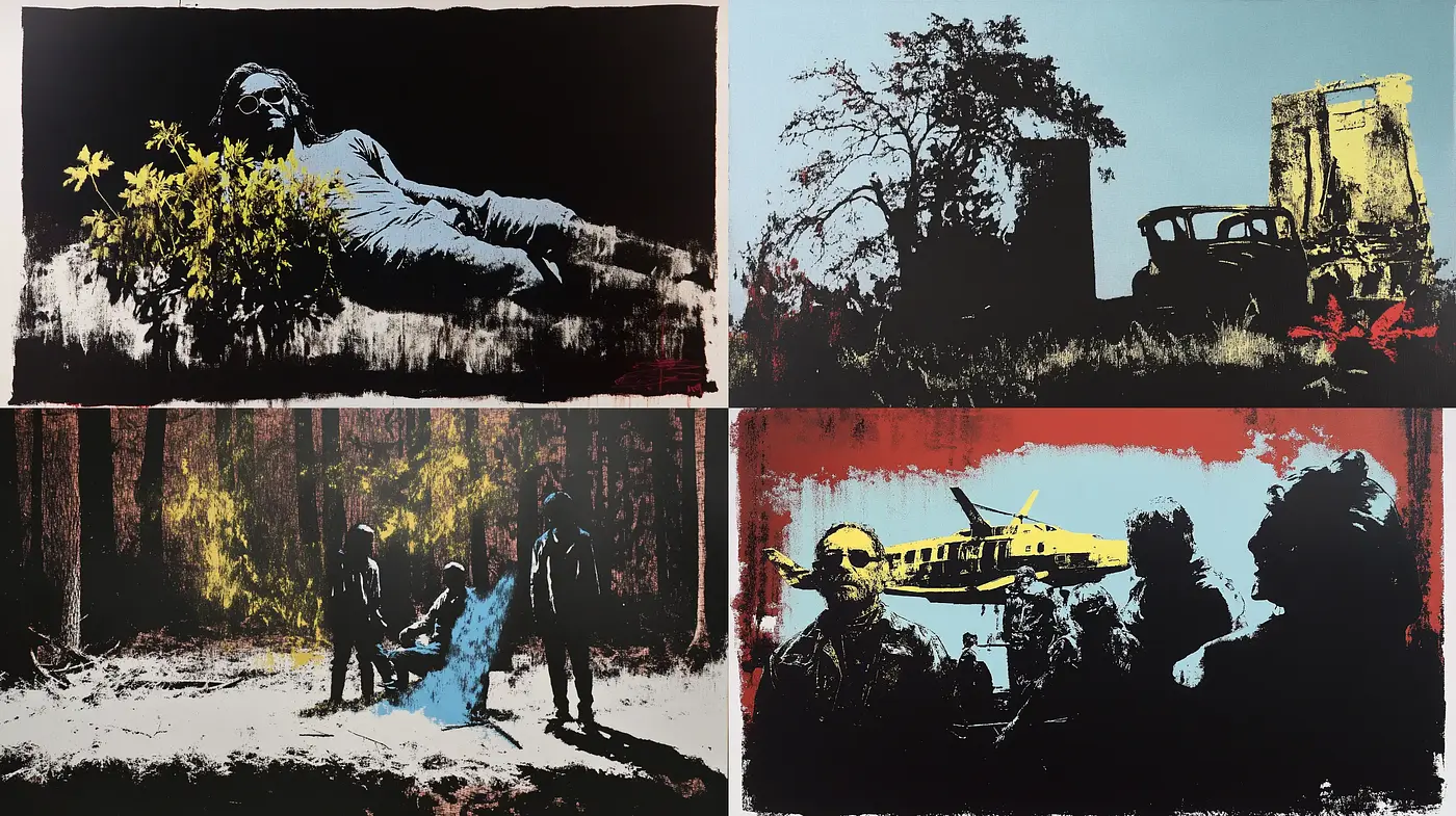 Contrasted Retro Silhouettes with a Touch of Expressionism - Midjourney sref style