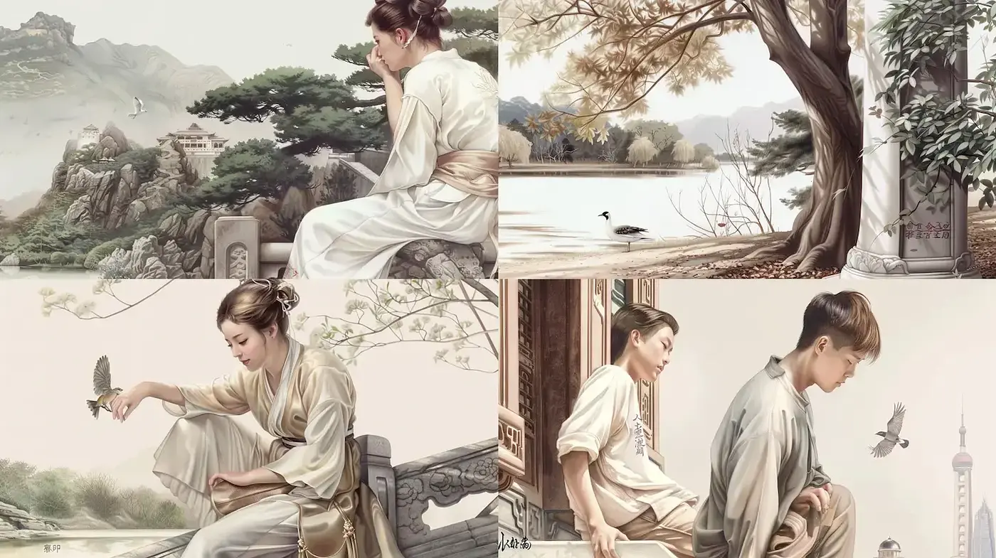 Serene and Ethereal Landscapes with a Touch of Antiquity - Midjourney sref style