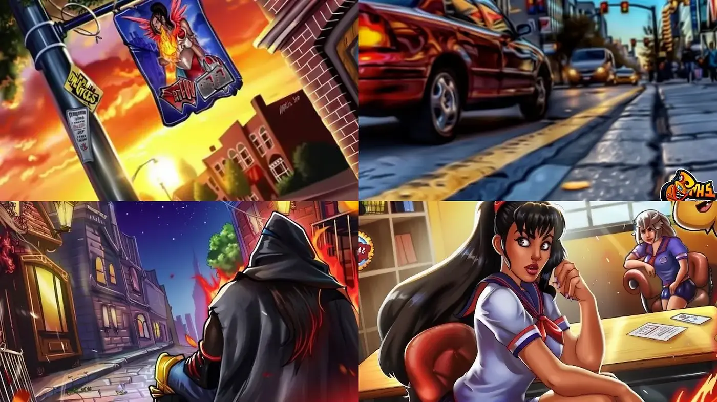 Vibrant Urban Scenes with a Nostalgic Comic Influence - Midjourney sref style