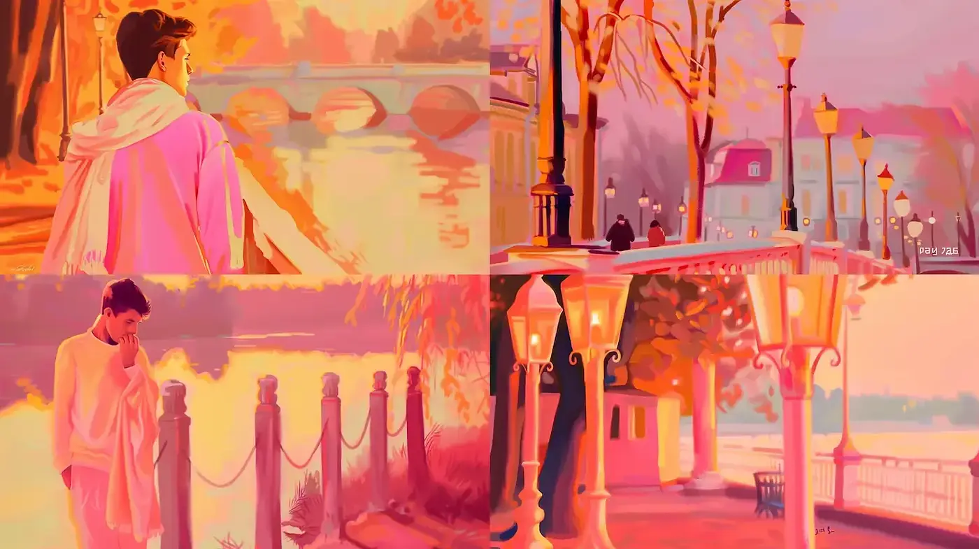 Warm and Dreamy Urban Vignettes with a Touch of Impressionism - Midjourney sref style