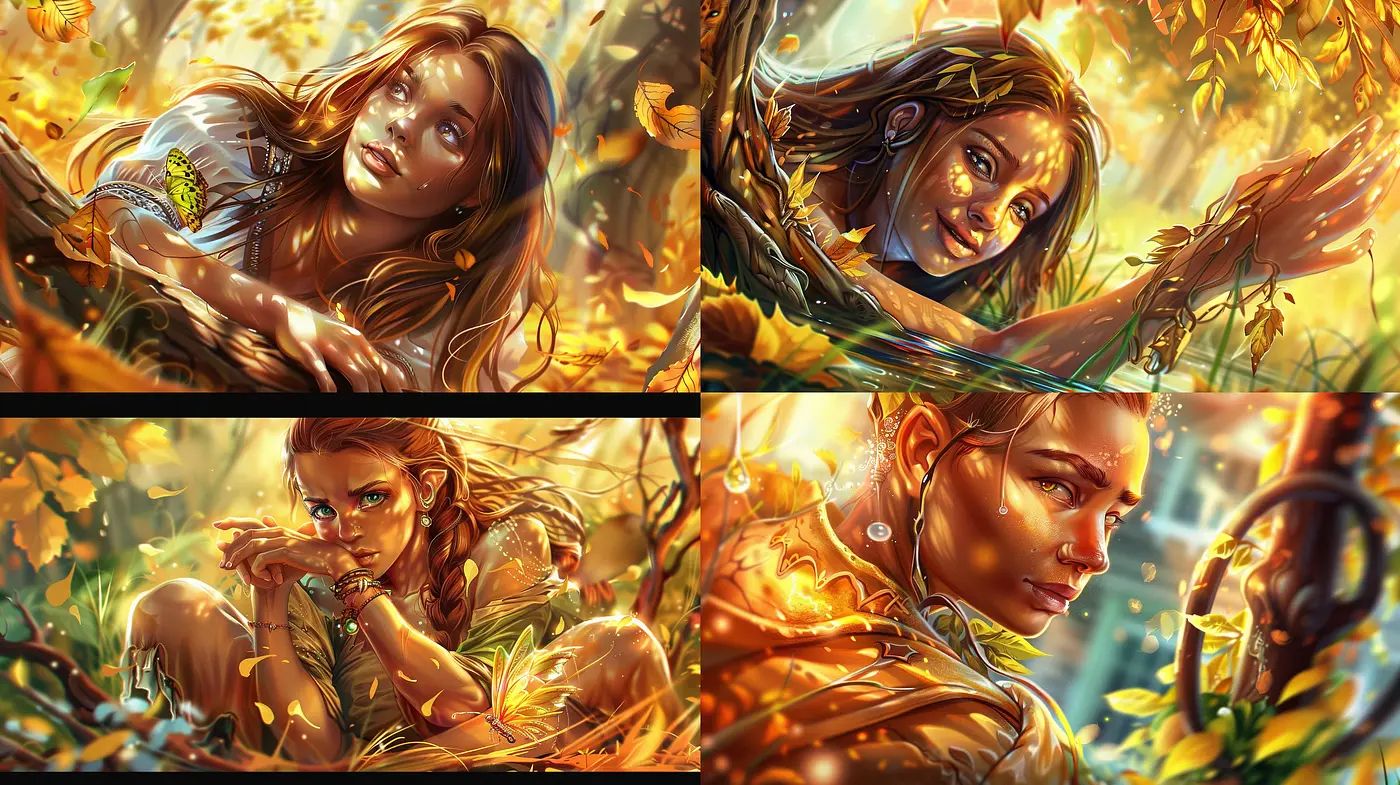 Luminous Autumnal Radiance: A Harmonious Blend of Warm Hues and Ethereal Lighting - Midjourney sref style