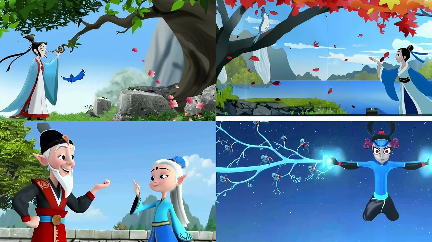 Consistent Mythological Elegance in Animated Serenity - Midjourney sref style
