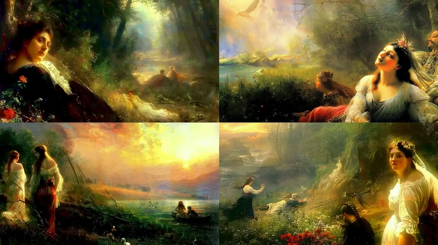 Ethereal Lightscapes of Romantic Realism - Midjourney sref style