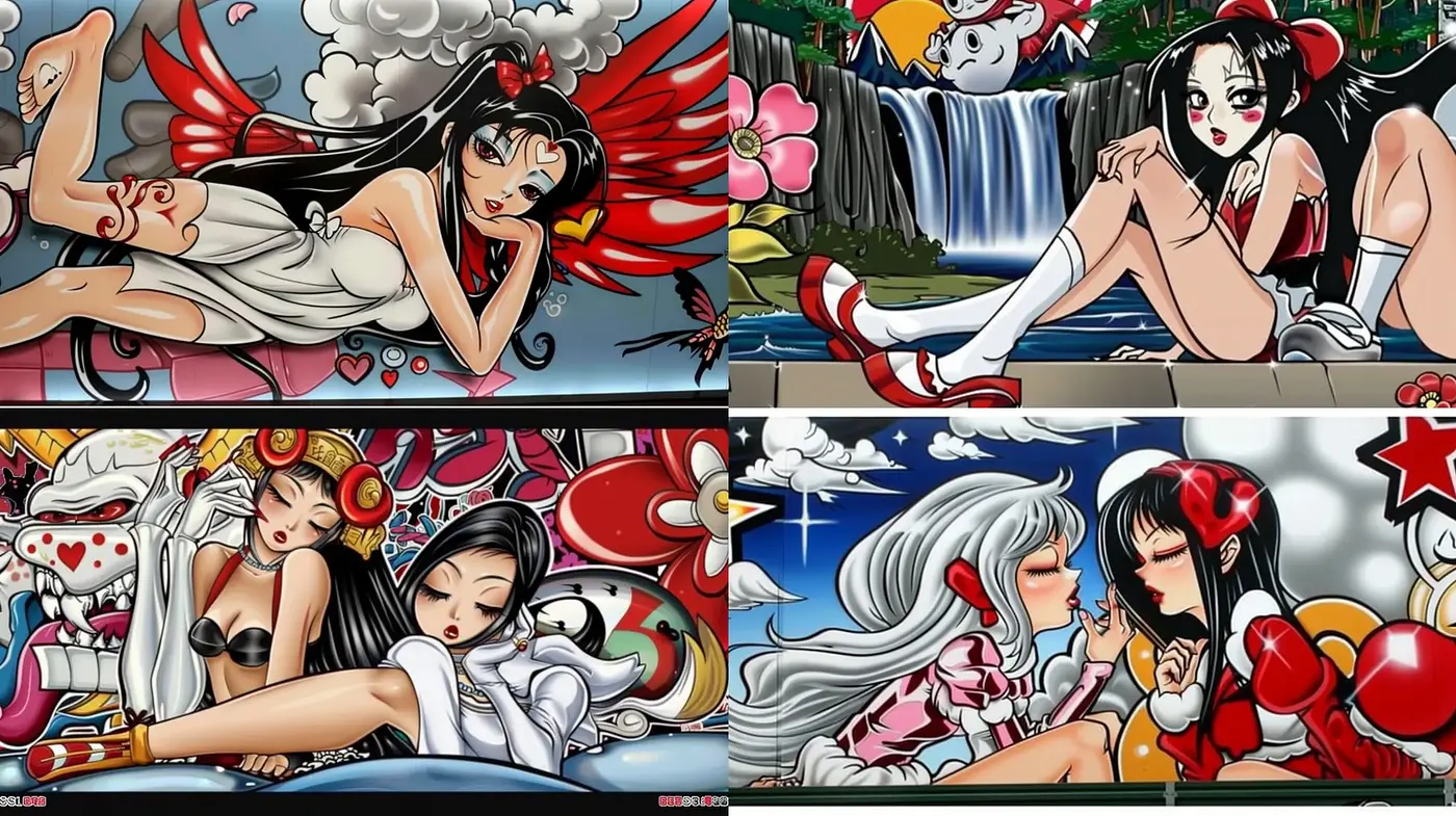 Vibrant Pop Manga Fusion with a Surreal Twist - Midjourney sref style