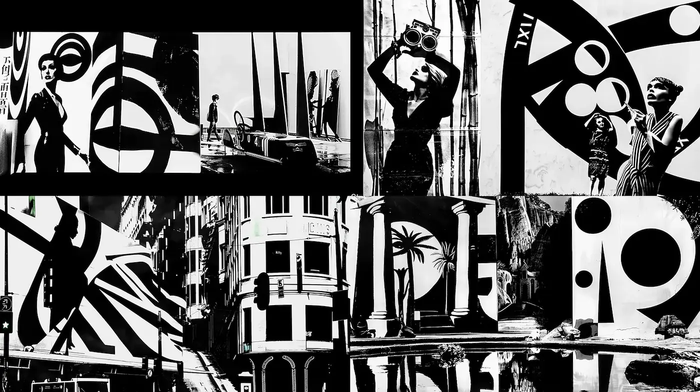 Monochromatic Bold Graphics with a Retro Aesthetic - Midjourney sref style