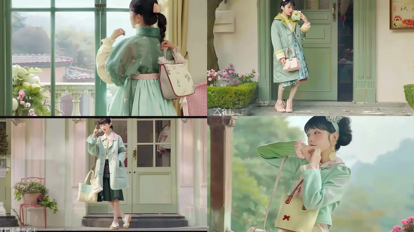 Whimsically Pastoral Fashion Tableaus with a Modern Storybook Flair - Midjourney sref style