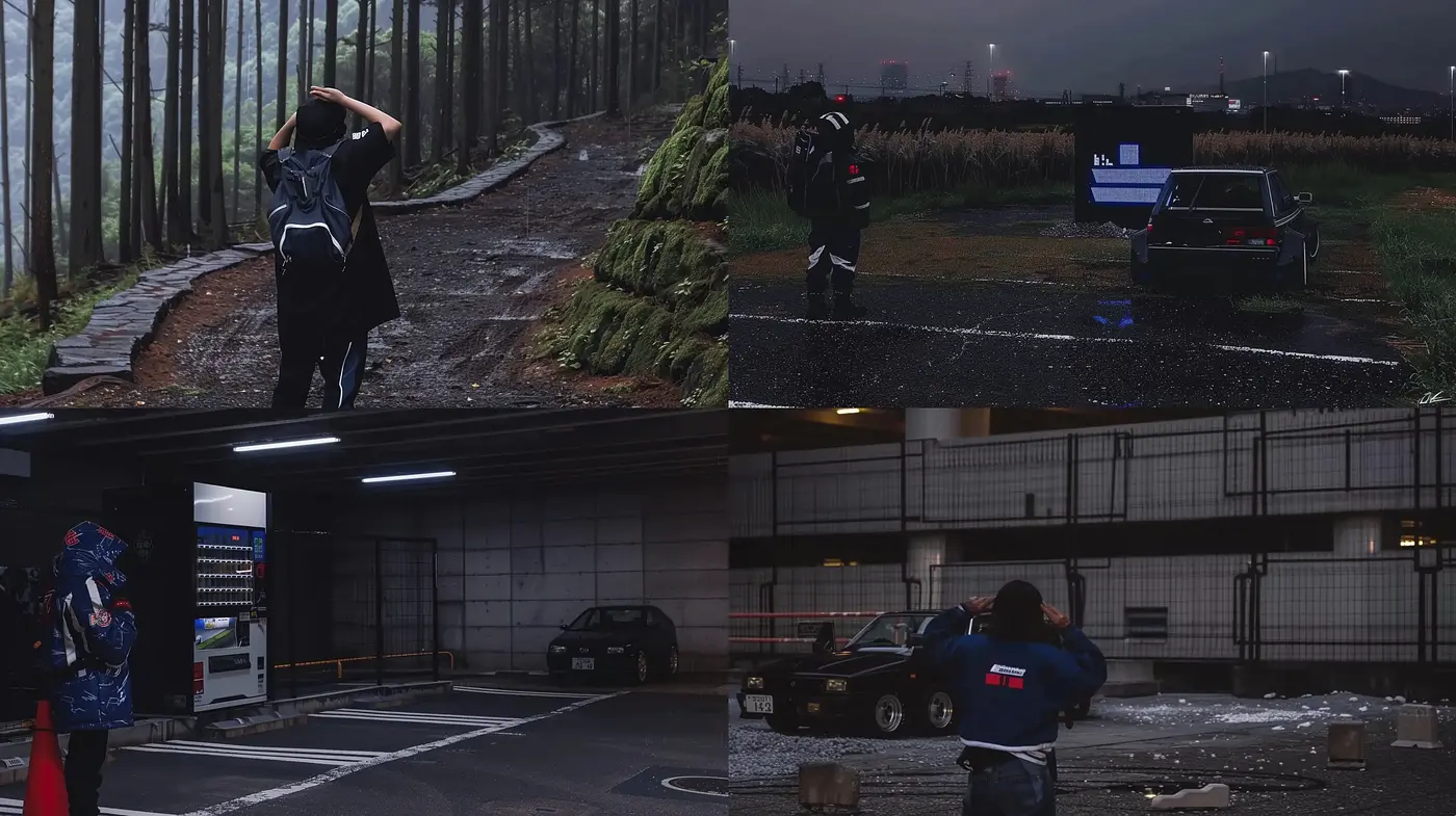 Nocturnal Cinematic Visions: A Gritty Fusion of Neo-Noir Aesthetics - Midjourney sref style