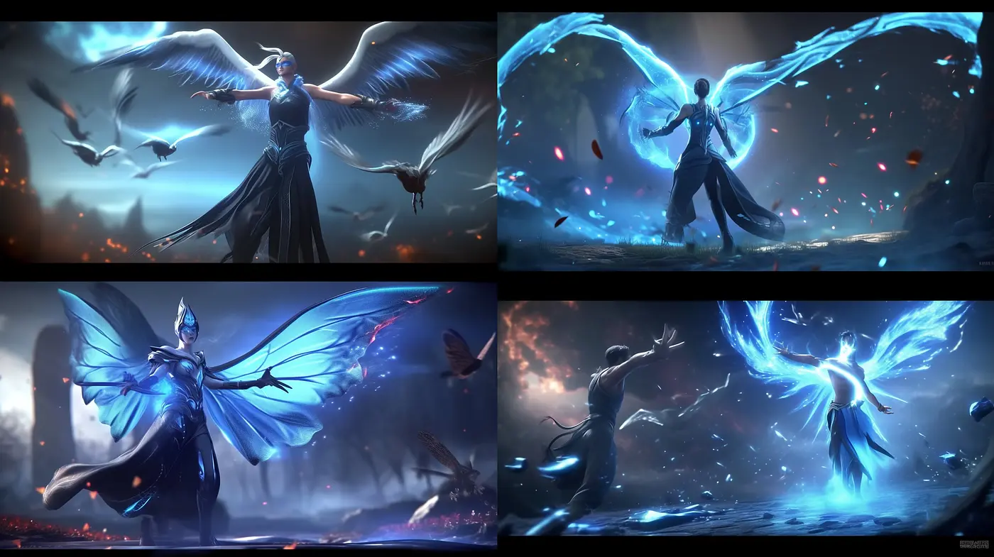 Ethereal Serenity in Monochromatic Blues: A Study in Digital Fantasia - Midjourney sref style