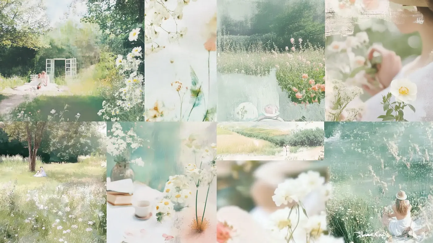 Idyllic Pastoral Impressions in Soft Pastel Hues - Midjourney sref style