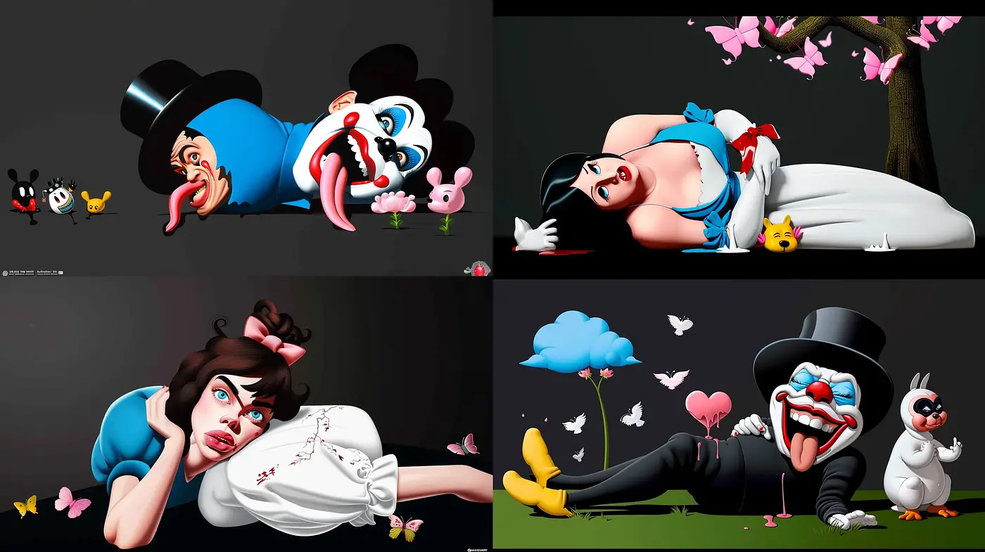 Surrealistic Fusion of Classic Cartoon and Hyper-Realism - Midjourney sref style