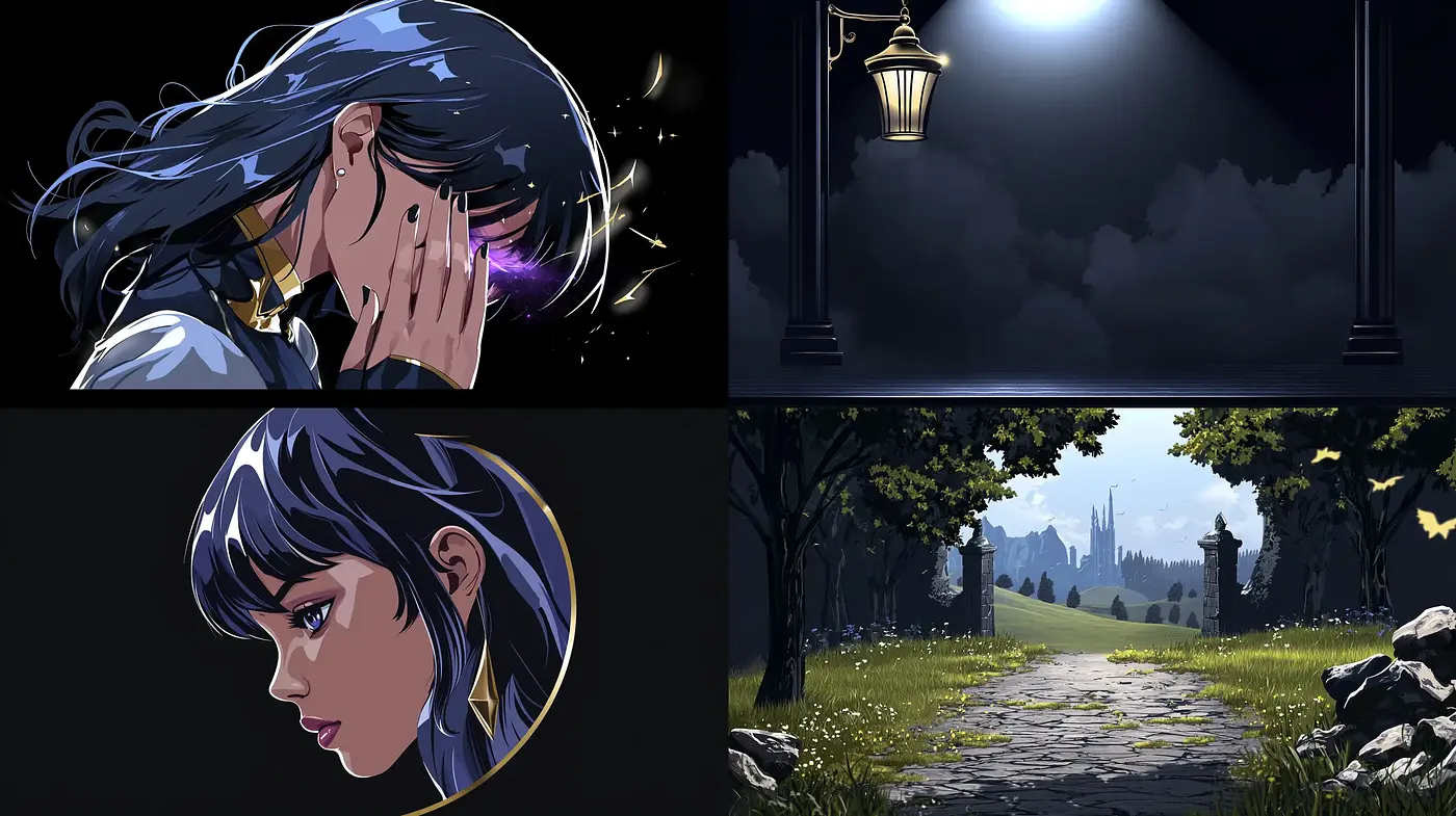 Midnight Hues and Ethereal Luminescence: A Study in Anime-Inspired Digital Artistry - Midjourney sref style