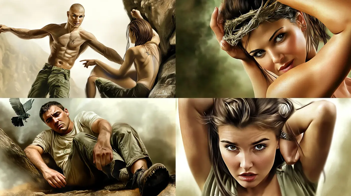 Earthen Hues and Dynamic Vigor: A Semi-Realistic Illustrative Portrait Series - Midjourney sref style