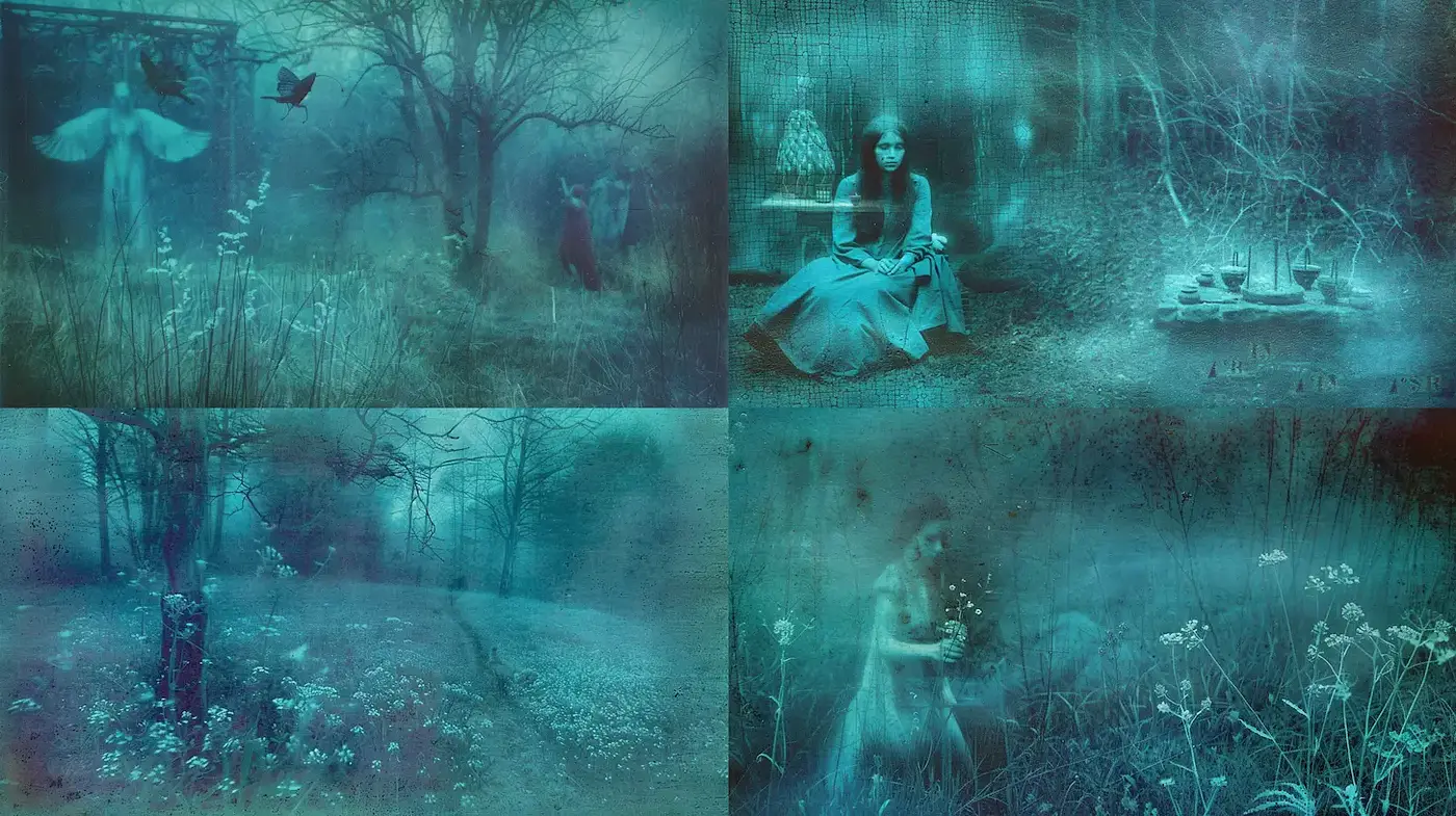 Ethereal and Dreamlike Composition with a Haunting Atmosphere - Midjourney sref style