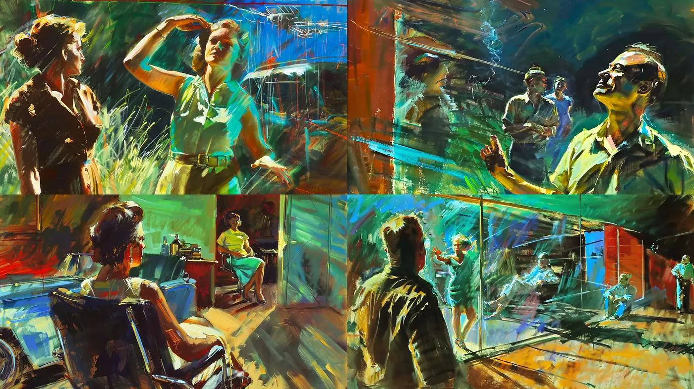 Dynamic Brushstroke Harmony in Figurative Expressionism - Midjourney sref style