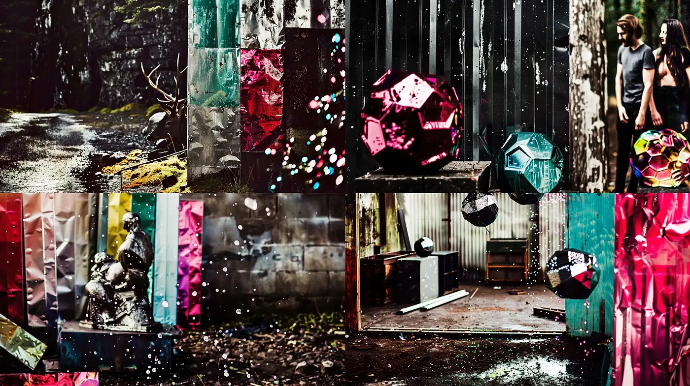 Abstract Dichotomy: A Fusion of Natural Textures with Geometric Vibrancy - Midjourney sref style