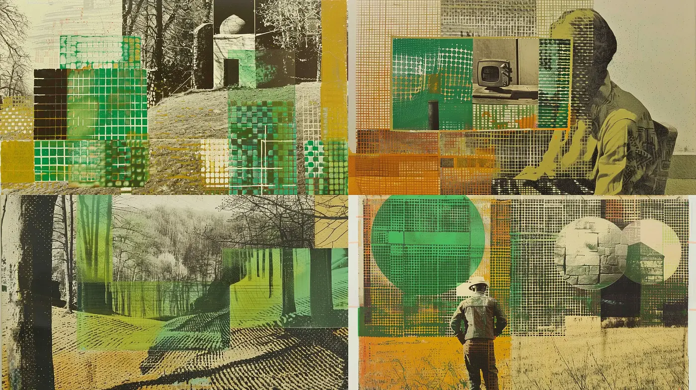 Fragments of Nostalgia: A Mosaic Journey Through Tinted Memories - Midjourney sref style