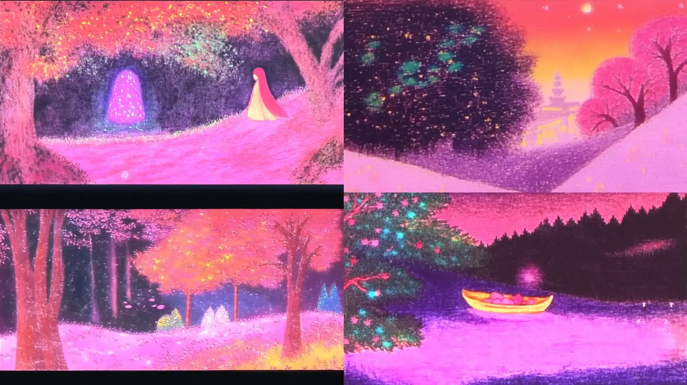 Dreamlike Tapestry: A Vivid Interplay of Color and Texture Across Serene Landscapes - Midjourney sref style