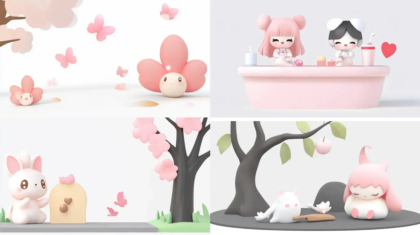 Soft Pastel Dreamscape with Playful Cartoonish Charm - Midjourney sref style