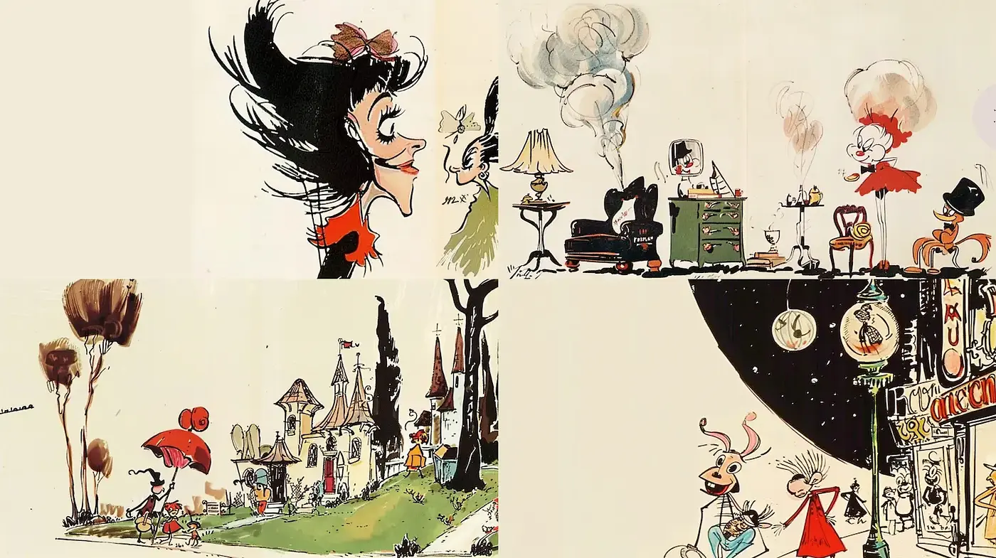 Playful Retro Illustration with Whimsical Charm - Midjourney sref style