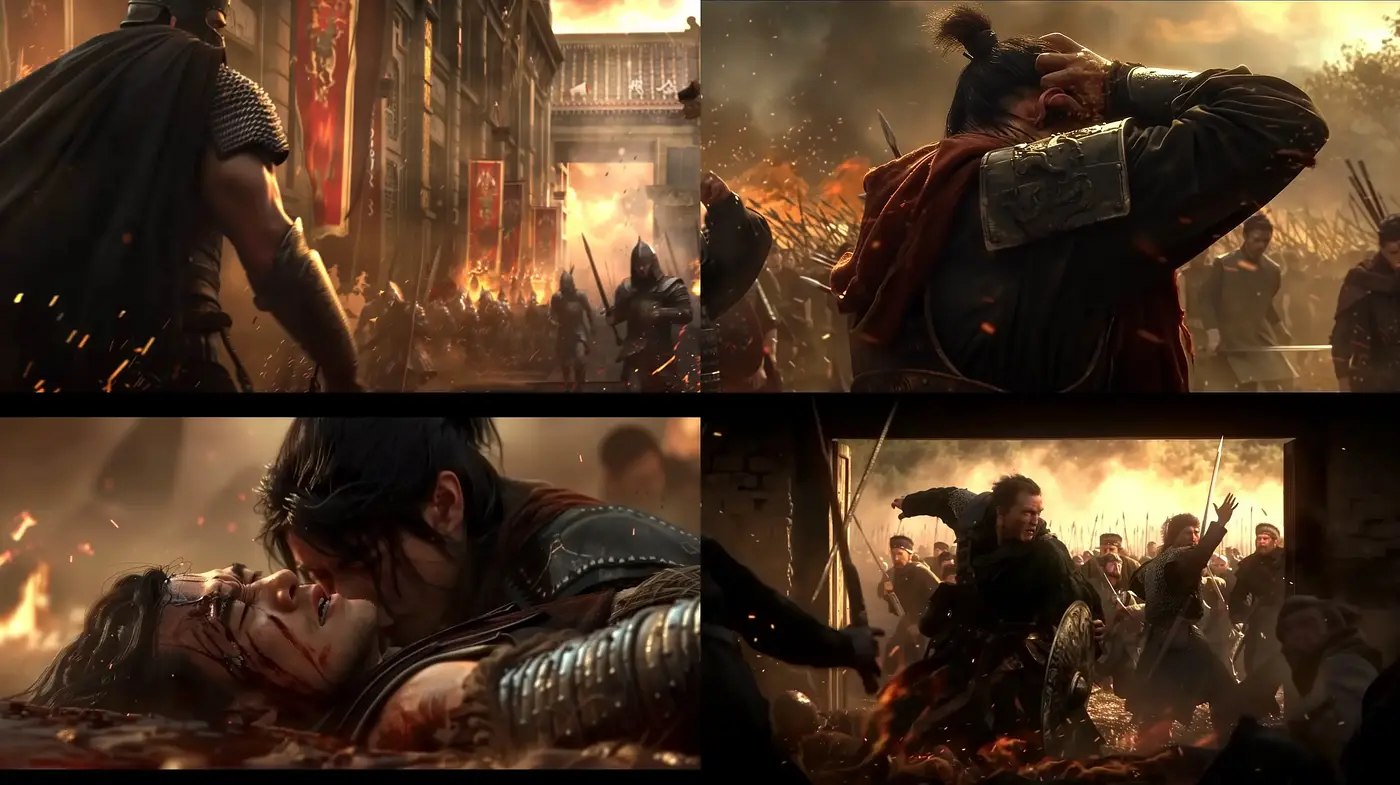 Epic Cinematic Elegy with a Historical War Drama Essence - Midjourney sref style