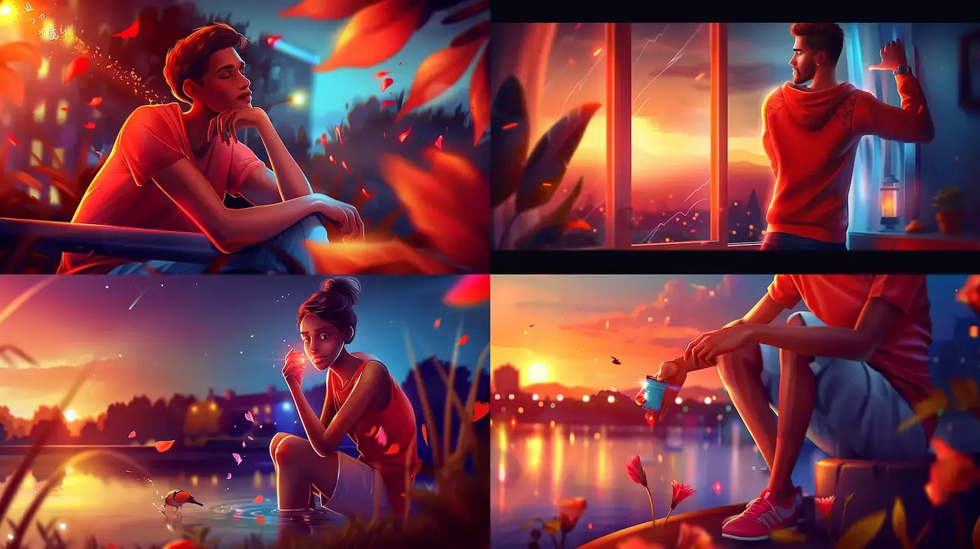 Vibrant Contemporary Digital Art with Emotional Depth - Midjourney sref style