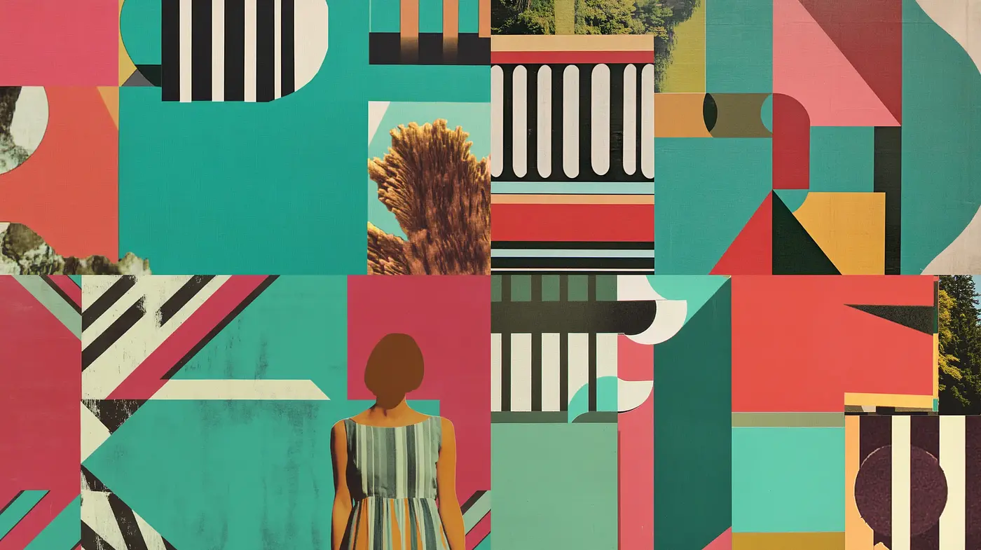 Abstract Geometric Harmony with a Retro Color Sensibility - Midjourney sref style